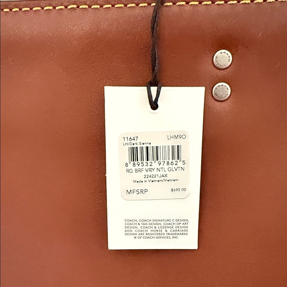 Coach Rogue Brief in Brown Glove-tanned Leather NWT - Picture 6 of 7